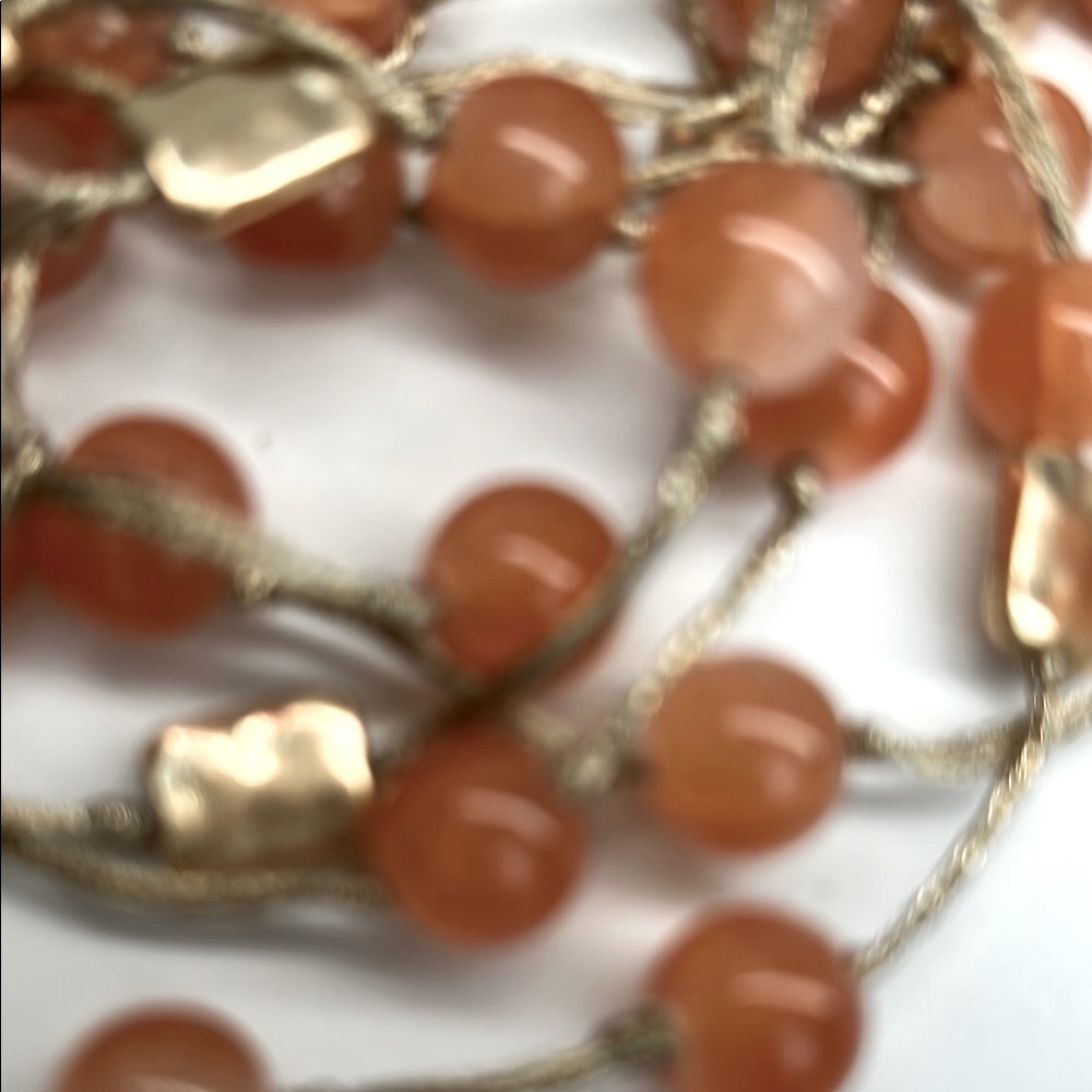 Pretty Gardenia Gold and Orange Crackle Beaded Multi Strand Necklace NWT! - Picture 10 of 13